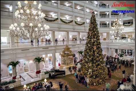 Christmas tree inside the lobby of Disney's Grand Floridian Resort, Walt Disney World, Orlando, Florida