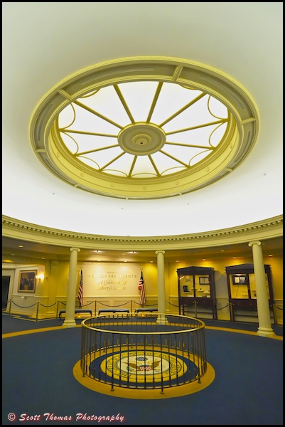 Hall of Presidents foyer in Liberty Square in the Magic Kingdom, Walt Disney World, Orlando, Florida.