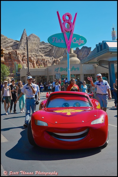 Lightning McQueen from the movie, Cars, Disney's California Adventure, Anaheim, California