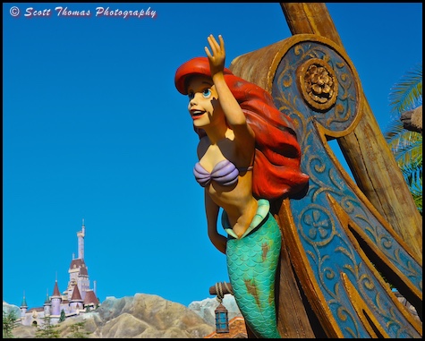 Ariel outside the Under the Sea ~ Journey of the Little Mermaid ride in the Magic Kingdom, Walt Disney World, Orlando, Florida