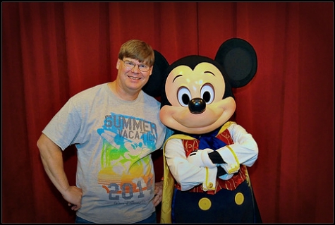 Meeting talking Mickey Mouse in the Town Center Theater on Main Street USA, Walt Disney World, Orlando, Florida