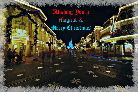 Snowflakes on Main Street USA in the Magic Kingdom, Walt Disney World, Orlando, Florida
