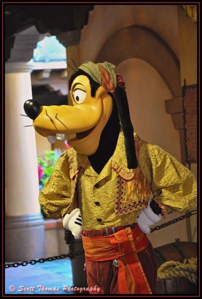 Pirate Goofy hanging out near the Pirates League in the Magic Kingdom, Walt Disney World, Orlando, Florida