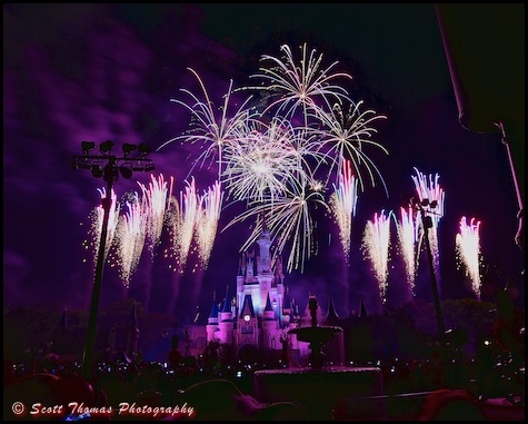 Wishes over Cinderella Castle in the Magic Kingdom, Walt Disney World, Orlando, Florida
