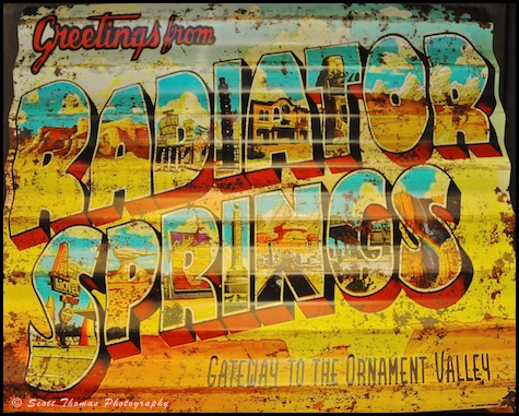 Radiator Springs Metal Sign in Radiator Springs Curios, Disney's California Adventure, Anaheim, California