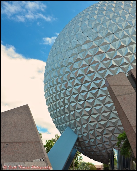 Cropped version without the guests of Spaceship Earth in Epcot, Walt Disney World, Orlando, Florida
