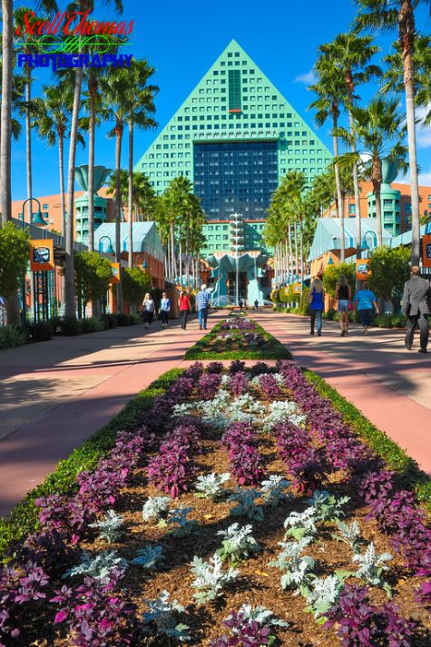 Walkway between the Swan and Dolphin Resorts looking at the Dolphin Resort entrance, Walt Disney World, Orlando, Florida