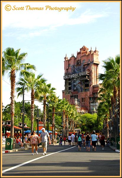 People walking on Sunset Blvd. in Disney Hollywood Studios, Walt Disney World, Orlando, Florida