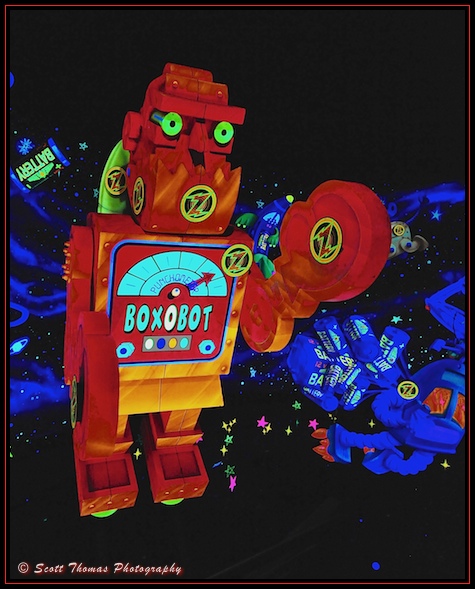 Robot in Tomorrowland's Buzz Lightyear's Space Ranger Spin in the Magic Kingdom, Walt Disney World, Orlando, Florida