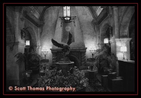 Twilight Zone Tower of Terror Lobby in Black and White in Disney's Hollywood Studios, Orlando, Florida