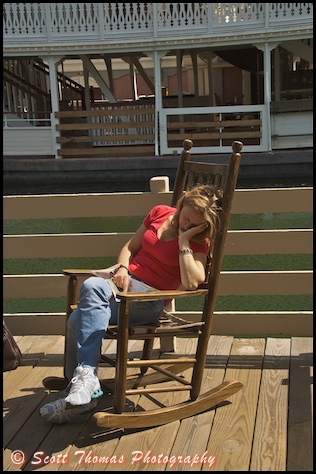 Taking a nap at Aunt Polly's on Tom Sawyer Island in the Magic Kingdom, Walt Disney World, Orlando, Florida