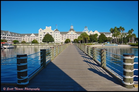 The dock to the Yacht Club Resort from the lighthouse., Walt Disney World, Orlando, Florida